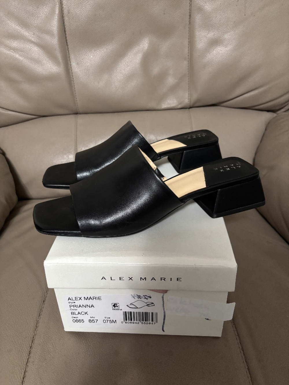Alex Marie Prianna Open Toe Mules Black 7 1/2